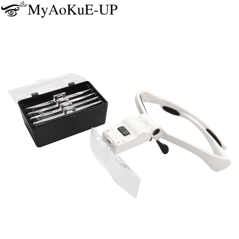 Eyelash Extension With Glasses - 5-Linsen-verstellbare Lupe, Wimpernverlängerung, Lupen, LED-Licht, Lampe,