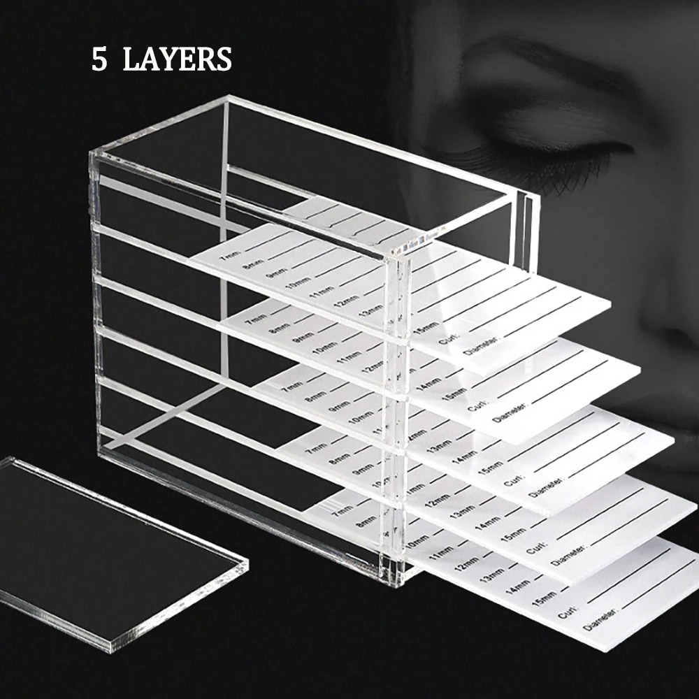 Eyelash Extension Equipment - 5-lagige Aufbewahrungsbox für Wimpernverlängerungen, Acryl-Palette, Nerz-Wimpern-Organizer,
