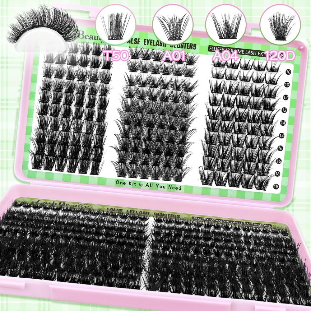 Eyelash Extension Kits - Natürlich Aussehende Künstliche Wimpern Wispy-Style Cluster-Design