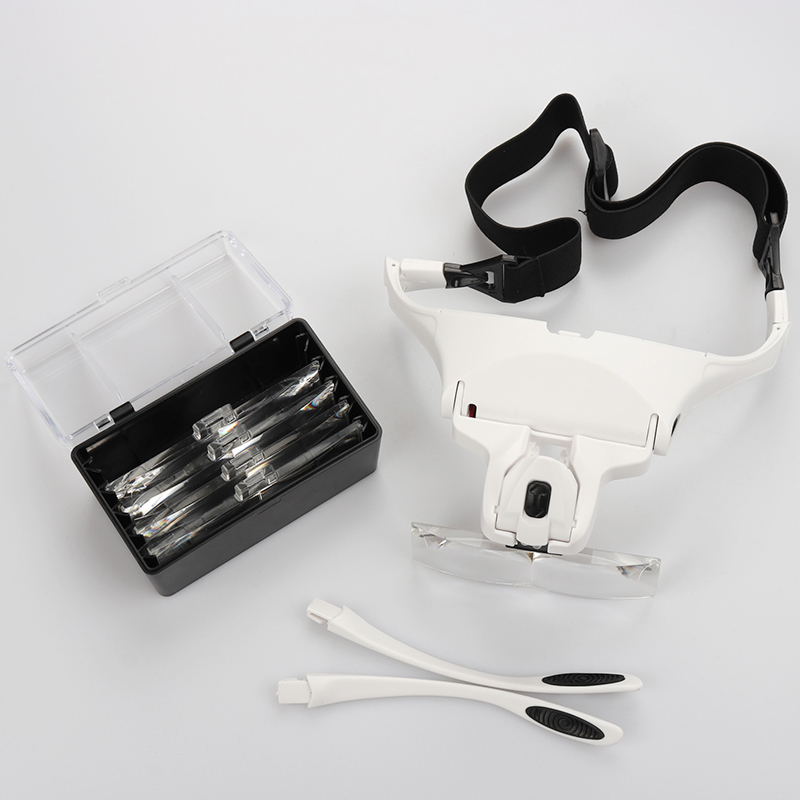 Eyelash Extension With Glasses - 5-Linsen-verstellbare Stirnband-Lupe mit LED-Lichtlampe, Lupen für