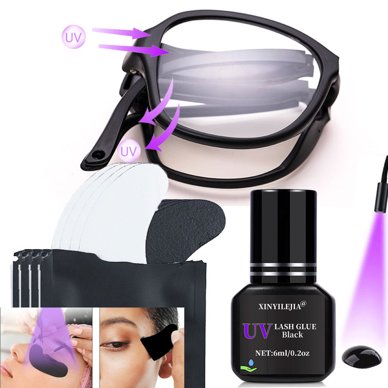 Eyelash Extension With Glasses - UV-Schutzbrille UV-Wimpernkleber 1S Quick Dry Black
