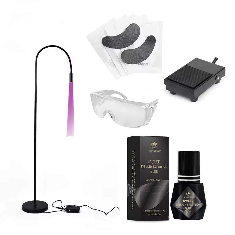 Eyelash Extension With Glasses - Professionelles UV-LED-Wimpernverlängerungsset mit Kleber, Brille, Patch