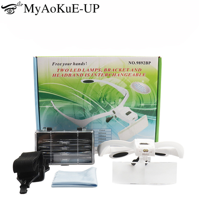 Eyelash Extension With Glasses - 5 objektiv Einstellbare Stirnband Lupe Lupe