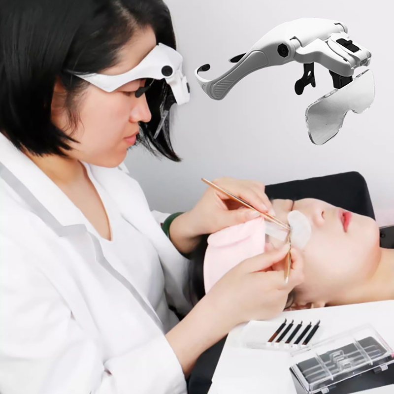 Eyelash Extension With Glasses - 5-Linsen-verstellbare Lupe, Wimpernverlängerung, Lupen, LED-Licht, Lampe,