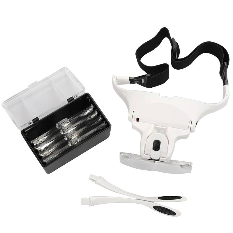 Eyelash Extension With Glasses - 5-Linsen-Lupe, LED-Licht, Lampe, Kopf, Stirnband, Lupe,
